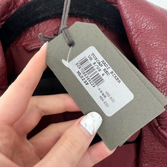 Red all saints leather jacket new with tags US 4 - Picture 5 of 8